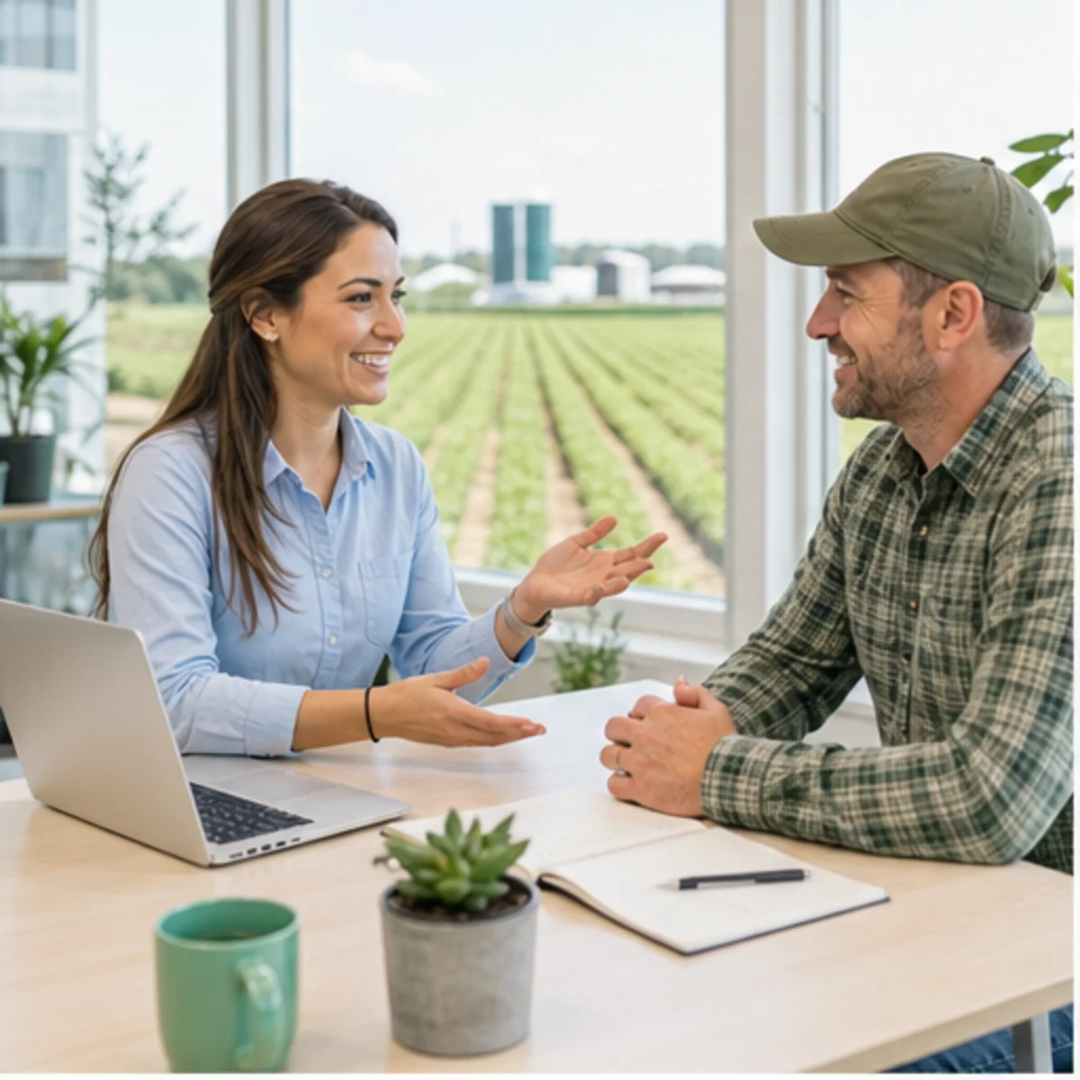 Smackdab CRM hero image for agriculture businesses showing hero consultation