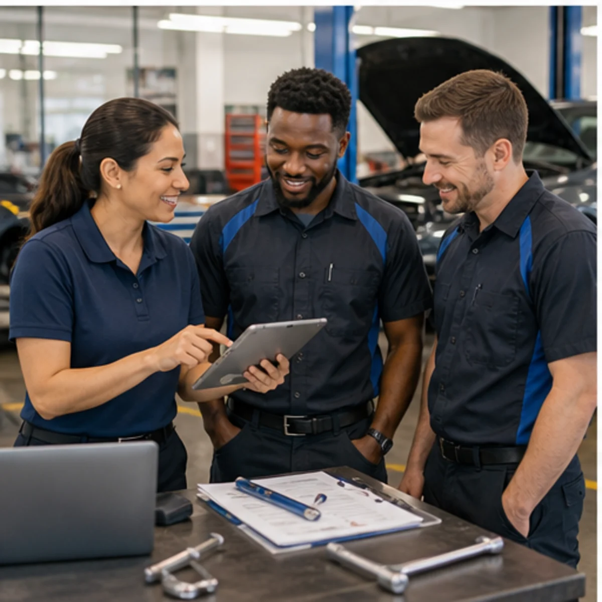 Smackdab CRM visual for auto repair shops showing team coordination
