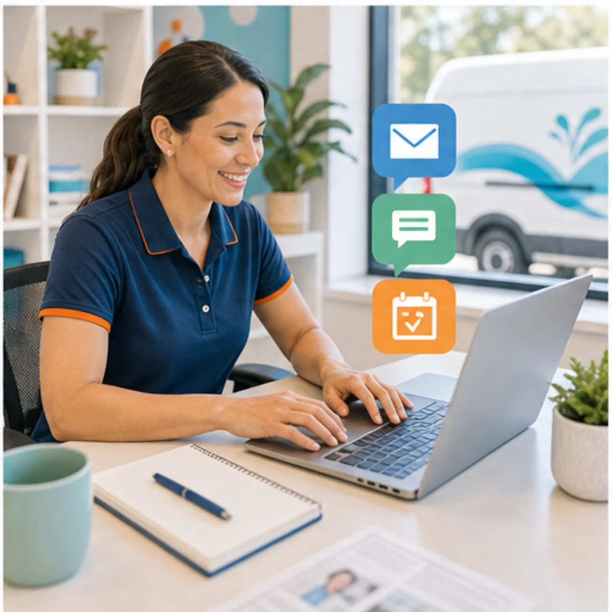 Smackdab CRM visual for b2c service companies showing follow-up workflow