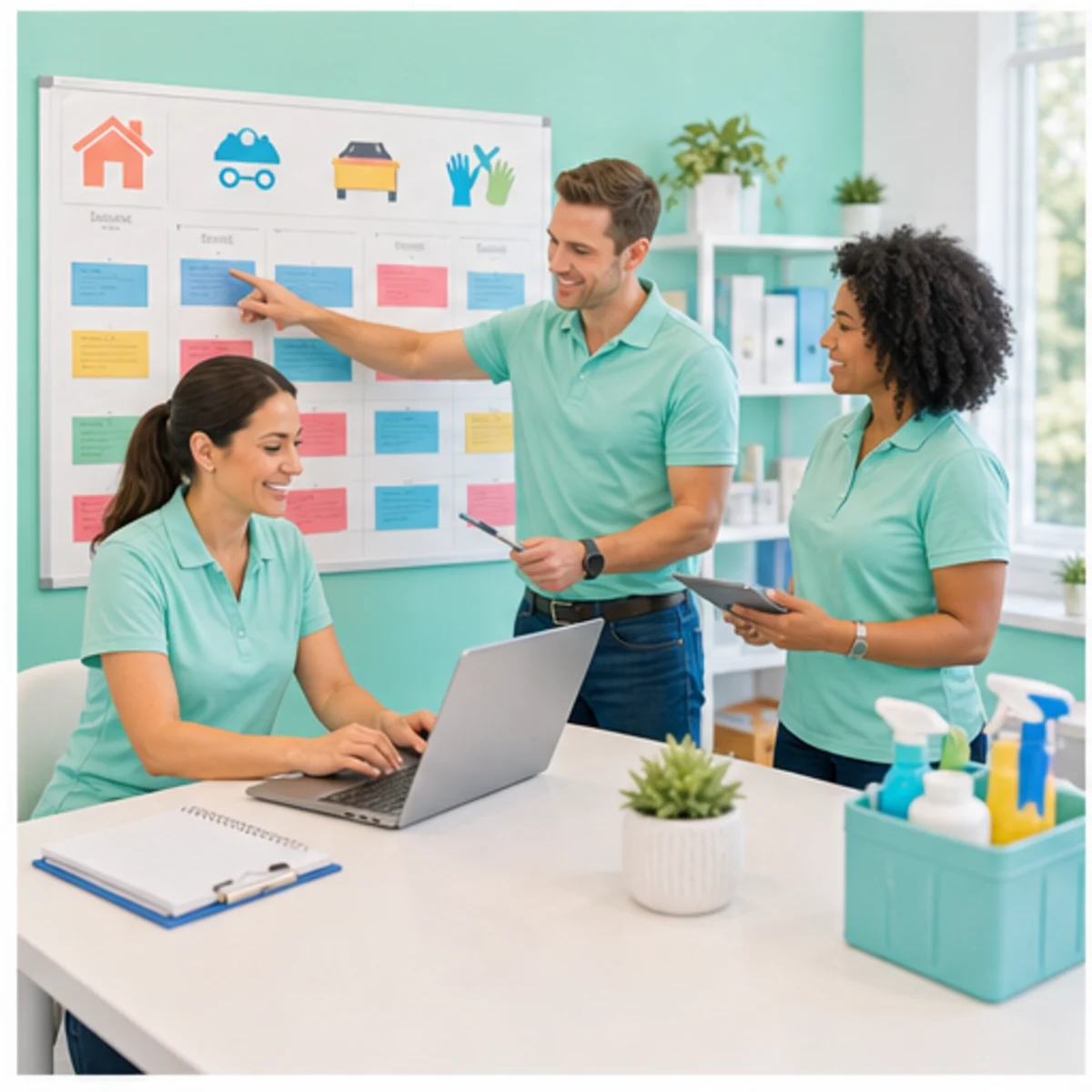 Smackdab CRM visual for cleaning services showing team coordination