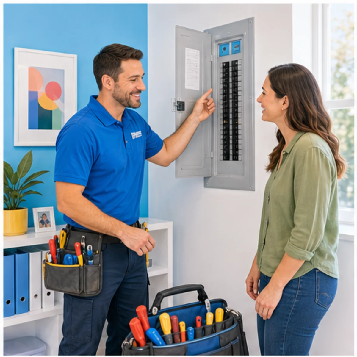 Smackdab CRM hero image for electricians showing hero consultation