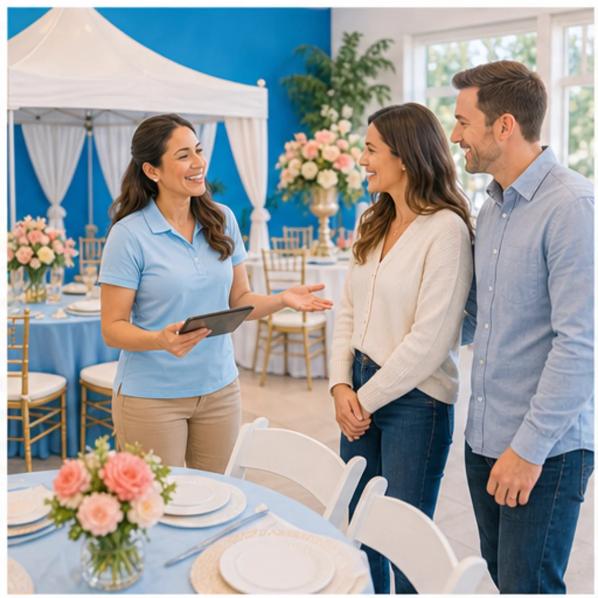 Smackdab CRM hero image for event rental companies showing hero consultation