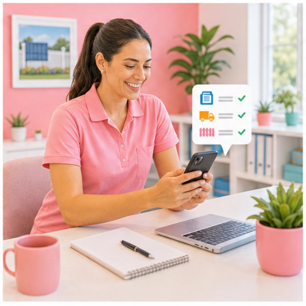 Smackdab CRM visual for fence companies showing follow-up workflow