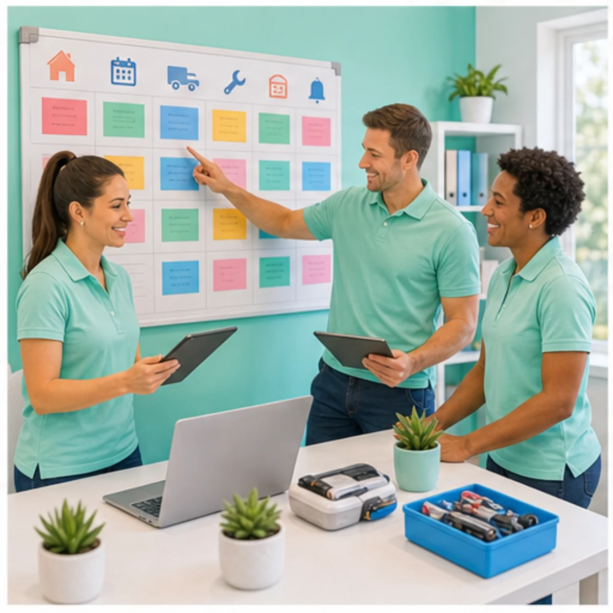 Smackdab CRM visual for garage door companies showing team coordination