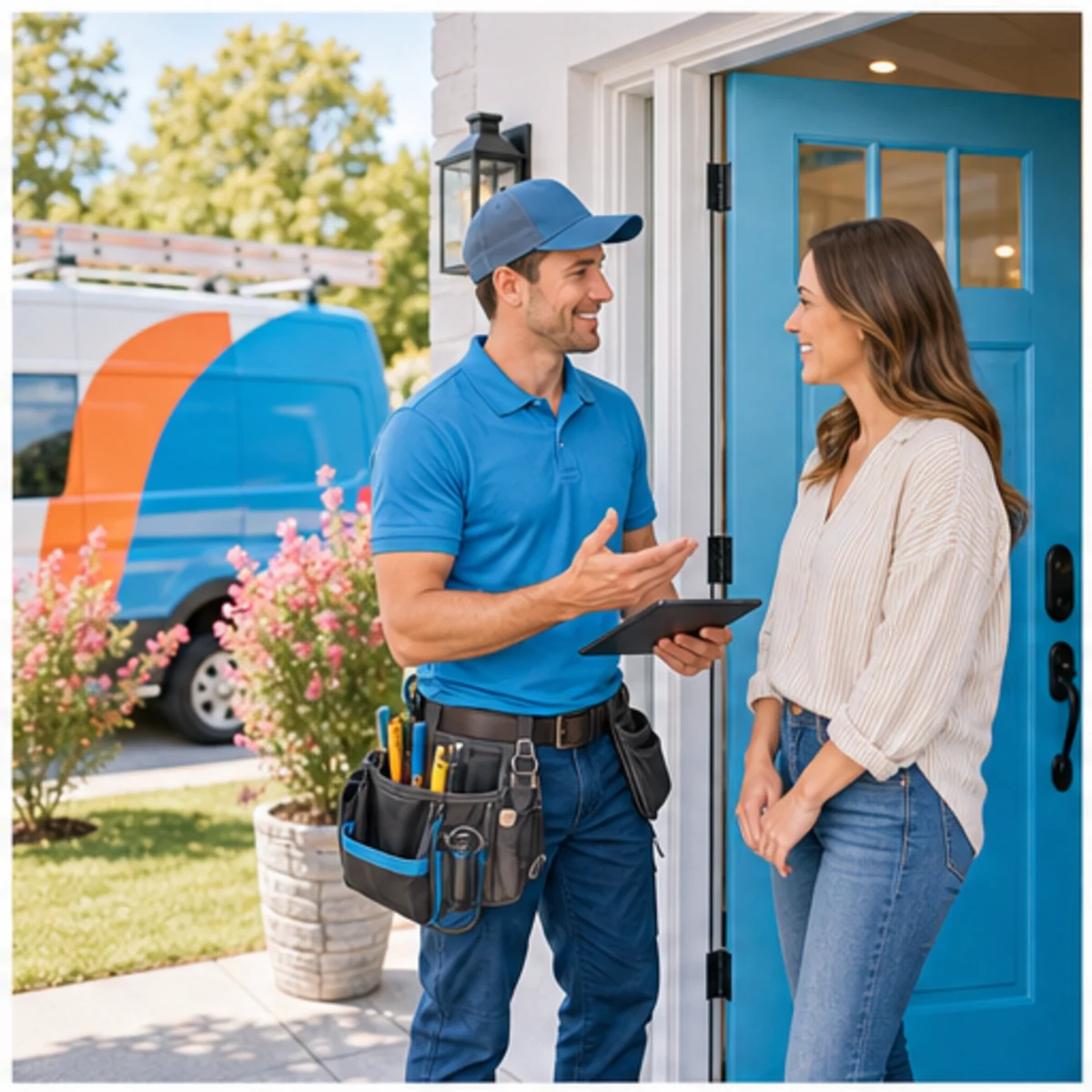 Smackdab CRM hero image for home service businesses showing hero consultation