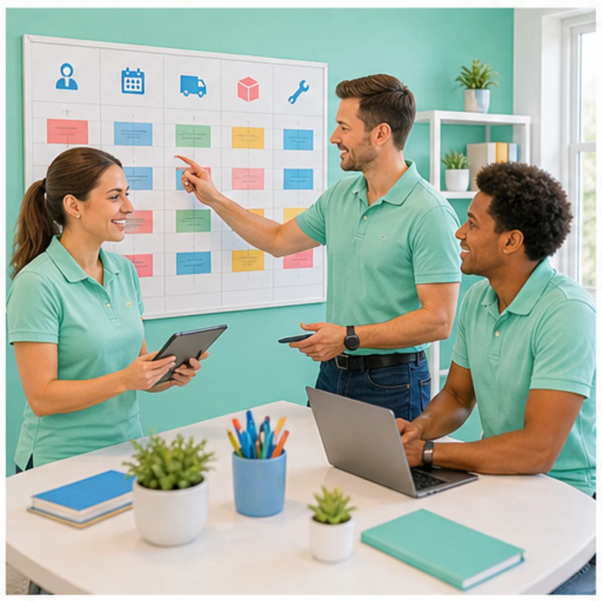 Smackdab CRM visual for installation services showing team coordination