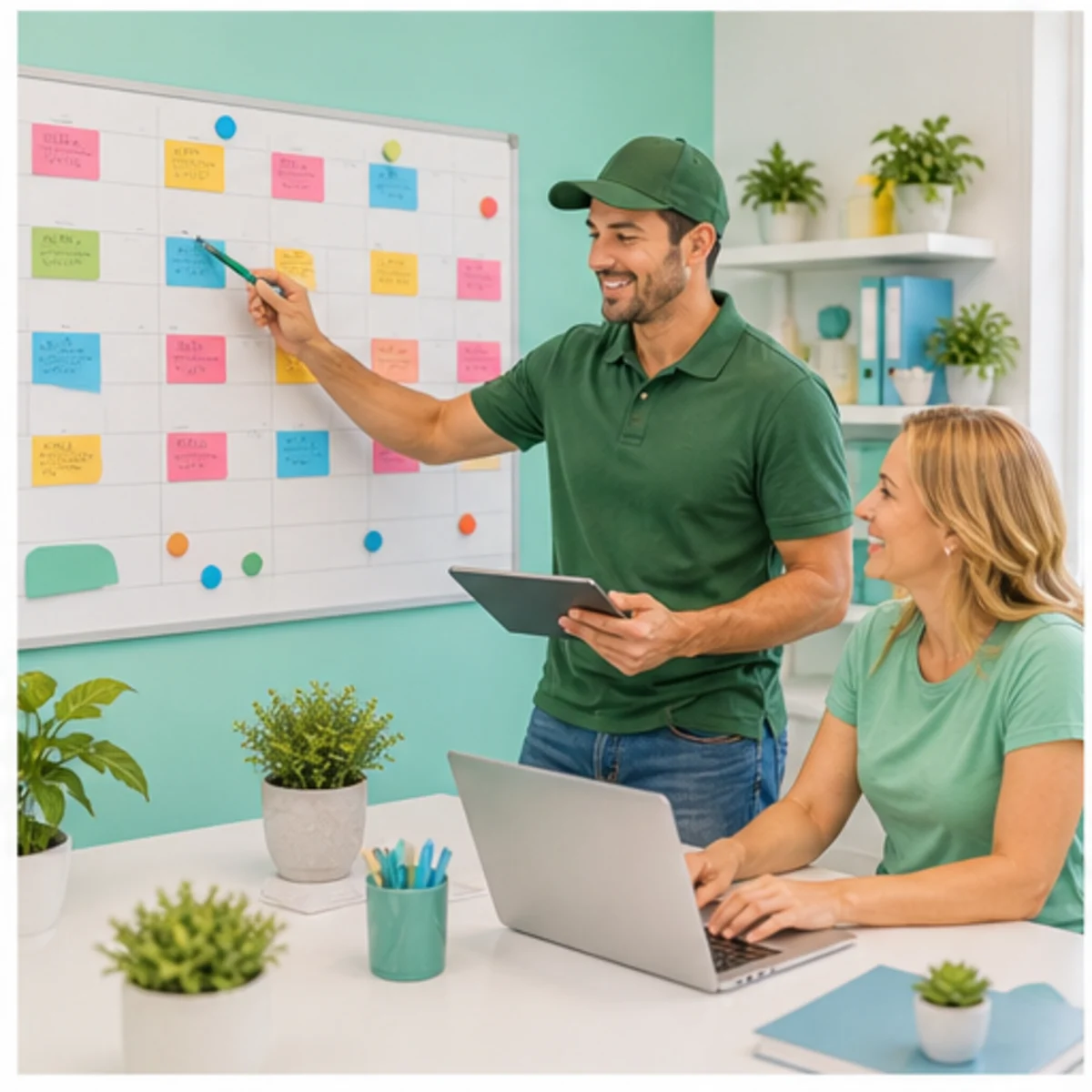 Smackdab CRM visual for landscapers showing team coordination