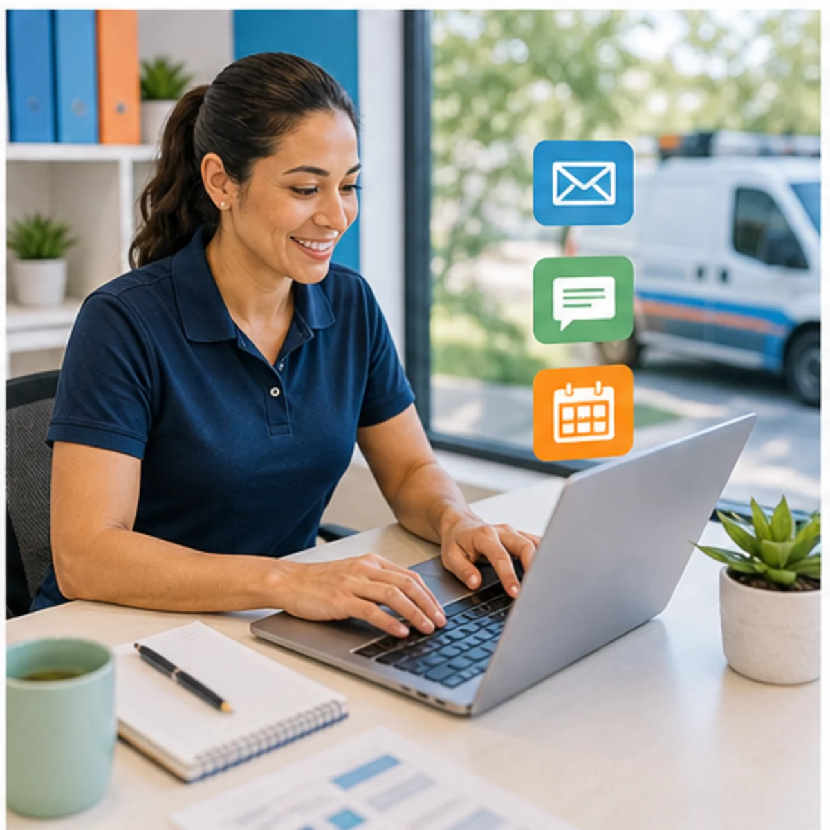Smackdab CRM visual for local service businesses showing follow-up workflow