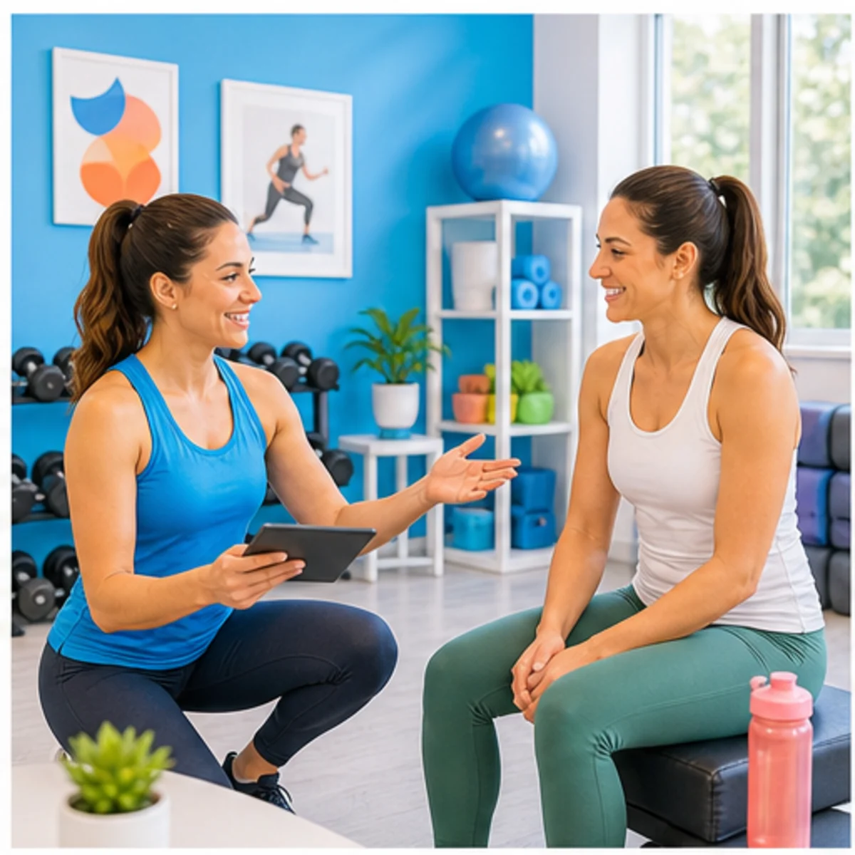 Smackdab CRM hero image for personal trainers showing hero consultation