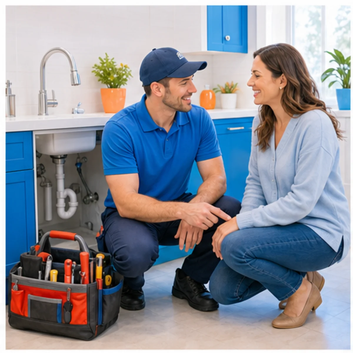 Smackdab CRM hero image for plumbers showing hero consultation