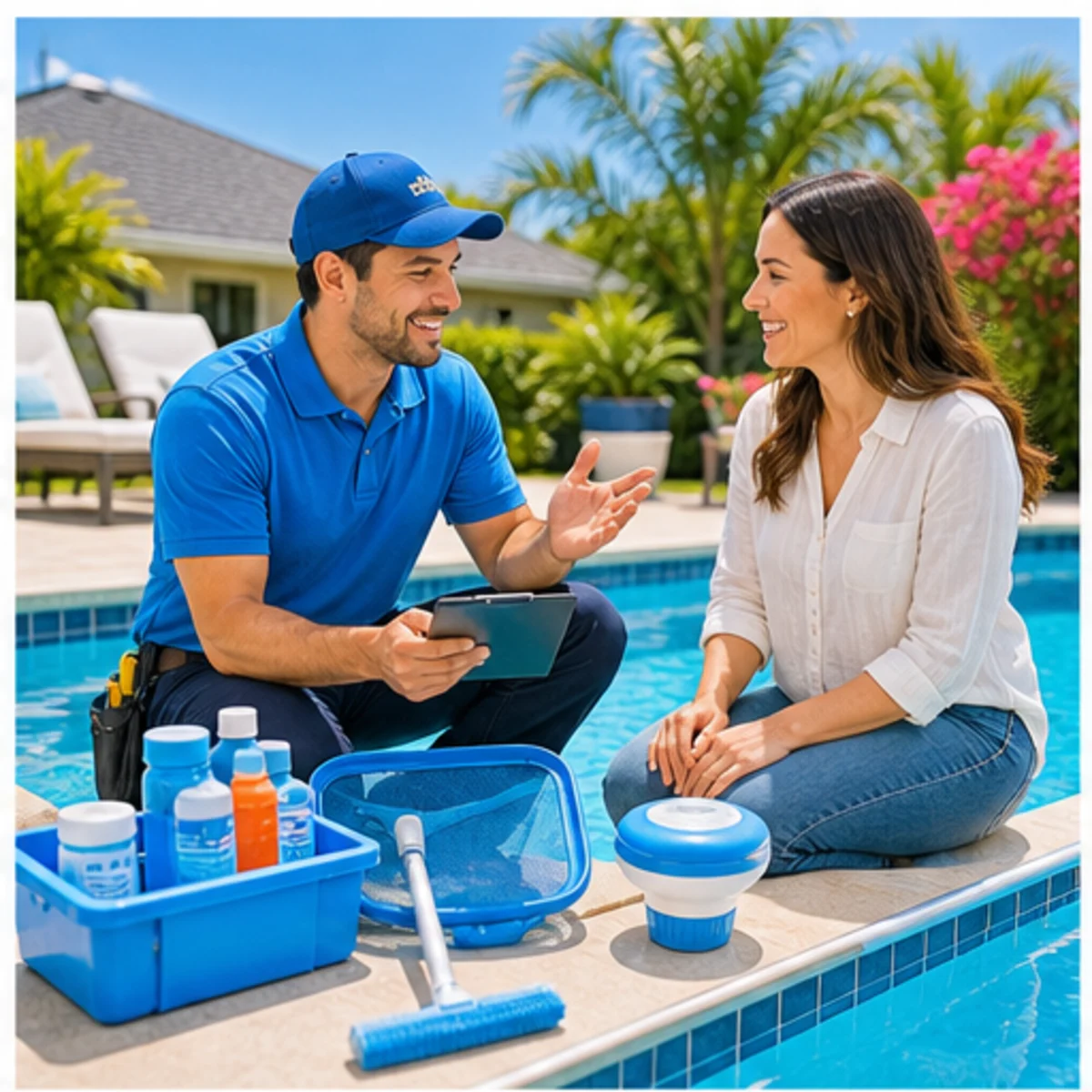 Smackdab CRM hero image for pool service companies showing hero consultation