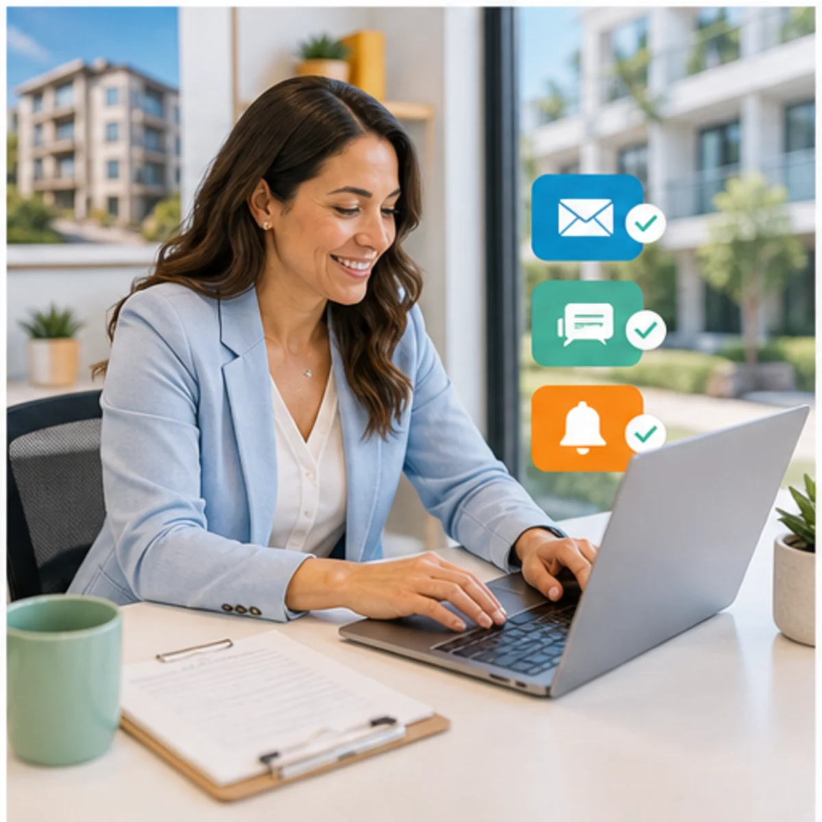 Smackdab CRM visual for property managers showing follow-up workflow