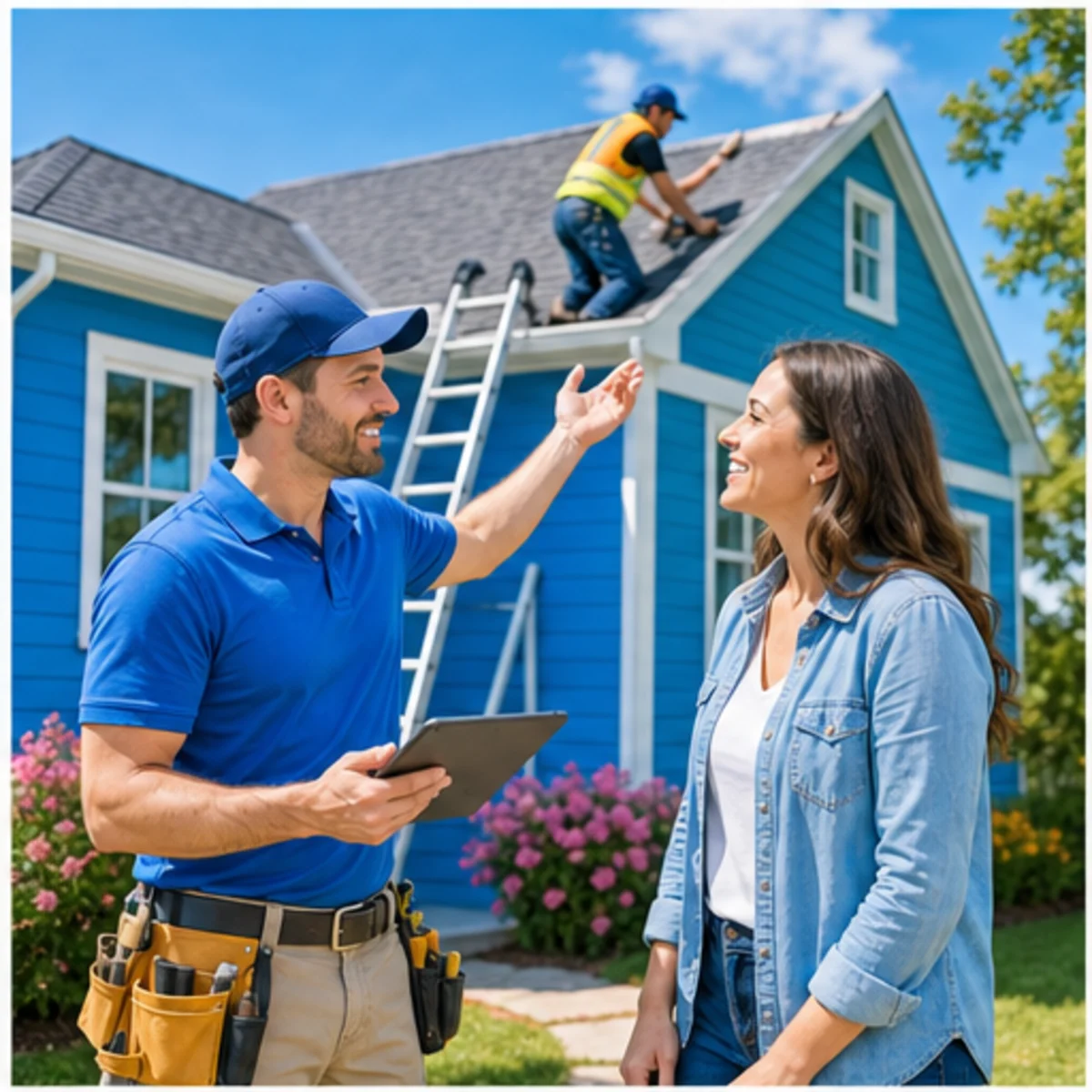 Smackdab CRM hero image for roofing companies showing hero consultation