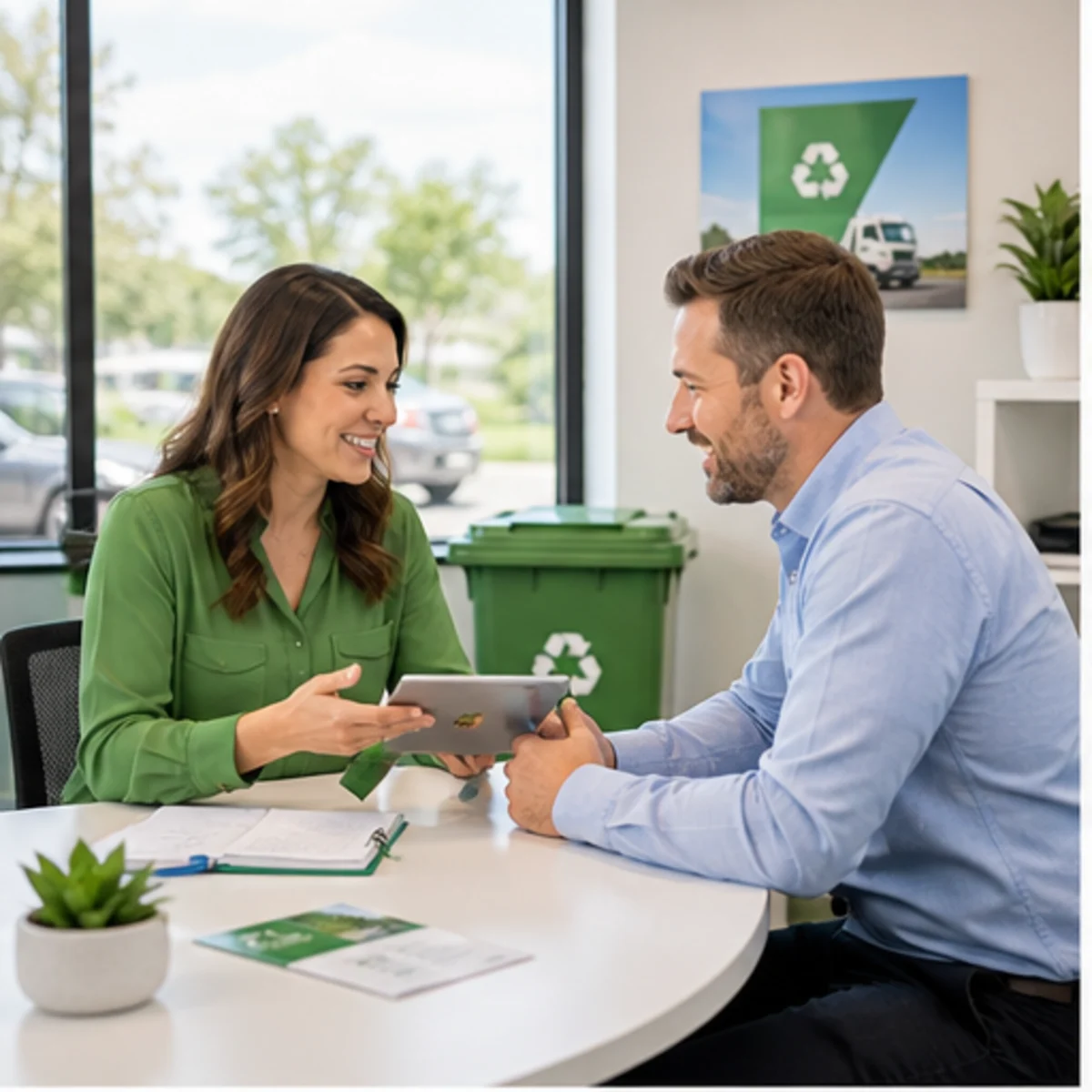 Smackdab CRM hero image for waste management companies showing hero consultation