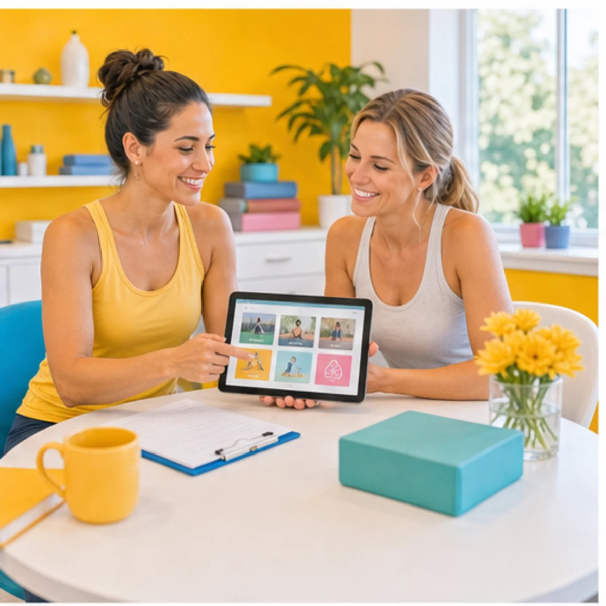 Smackdab CRM visual for yoga studios showing consultation options