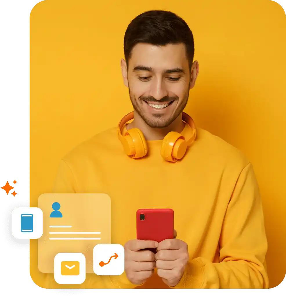 Services company operator using a phone
